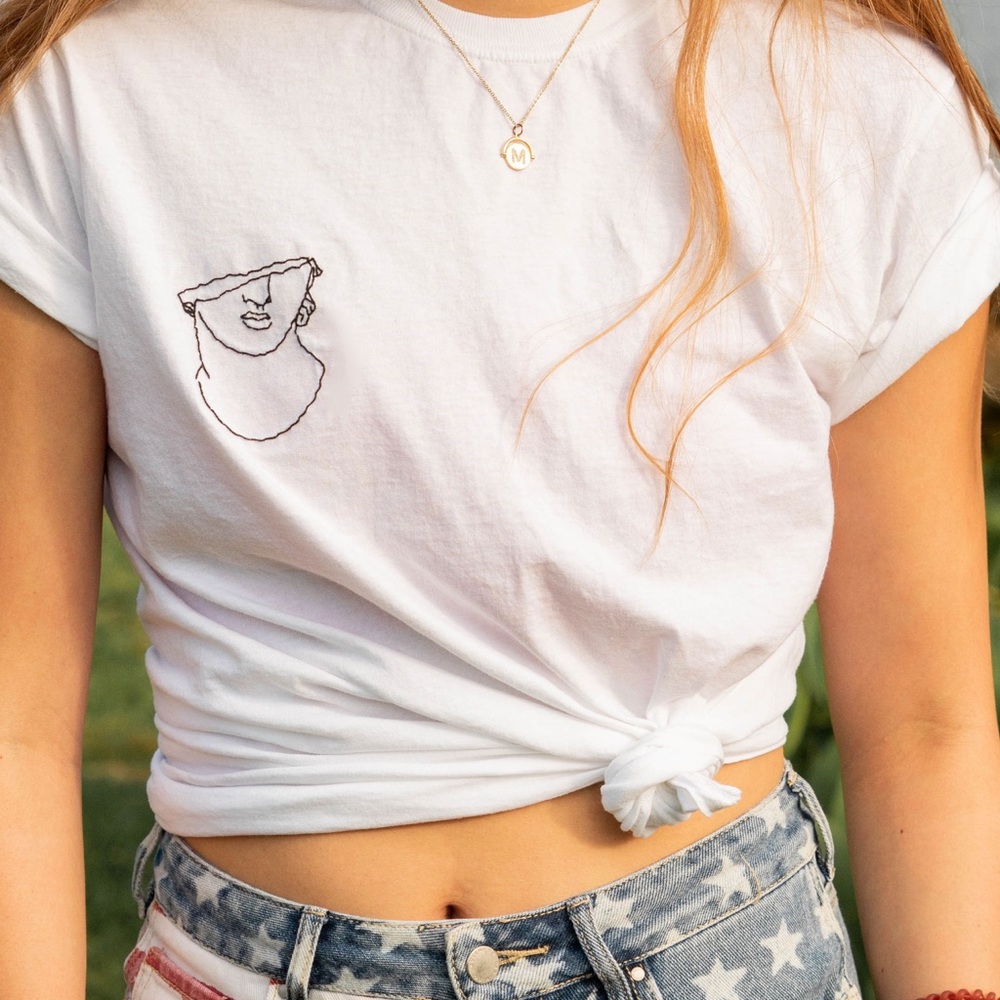 ‘Bust’ Handmade Embroidered Tee - Picture 3 of 6